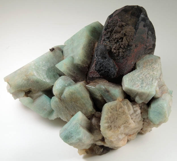 Microcline var. Amazonite with Smoky Quartz and Goethite from Coil Claim, Lake George District, Park County, Colorado