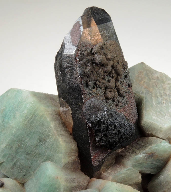 Microcline var. Amazonite with Smoky Quartz and Goethite from Coil Claim, Lake George District, Park County, Colorado