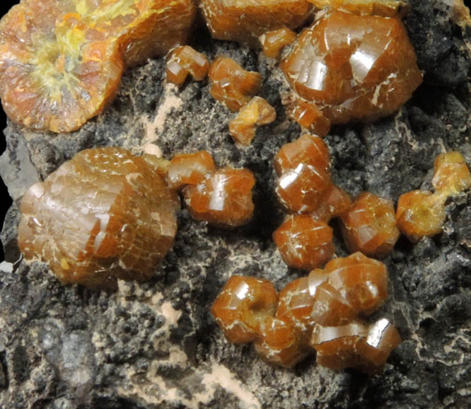 Mimetite var. Campylite on Quartz from Drygill Mine, Caldbeck Fells, Cumberland, England