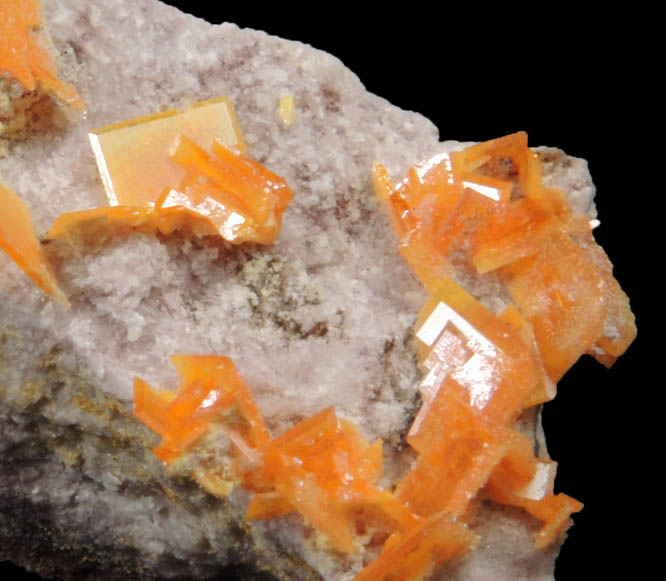 Wulfenite with Mimetite on Barite from Rowley Mine, 20 km northwest of Theba, Painted Rock Mountains, Maricopa County, Arizona