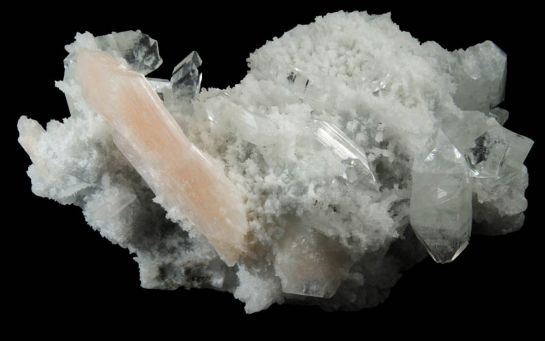 Stilbite and Apophyllite on Quartz from Pune District, Maharashtra, India