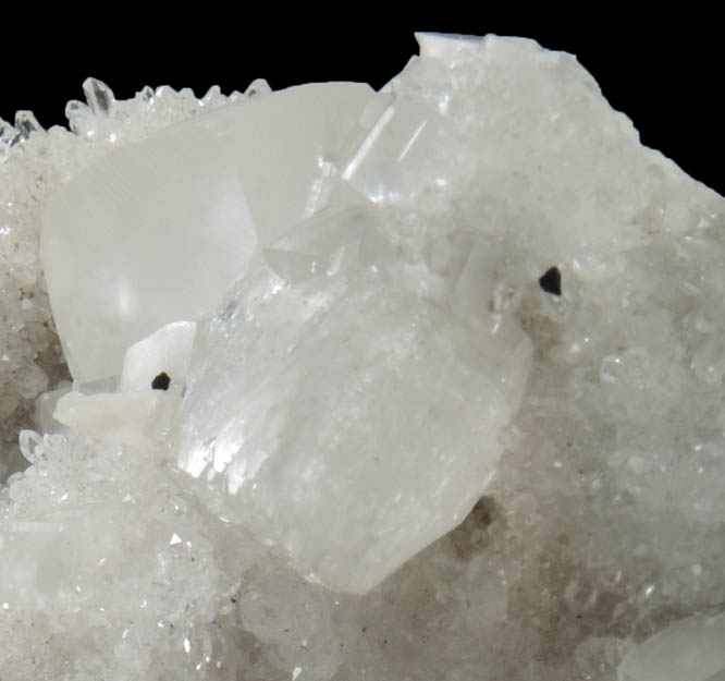 Heulandite, Calcite, Stilbite on Quartz from Prospect Park Quarry, Prospect Park, Passaic County, New Jersey