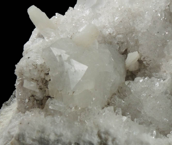 Heulandite, Calcite, Stilbite on Quartz from Prospect Park Quarry, Prospect Park, Passaic County, New Jersey