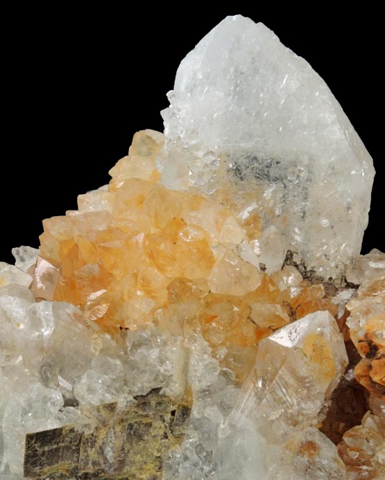 Quartz on Siderite from Roxbury Iron Mine, Mine Hill, Roxbury, Litchfield County, Connecticut