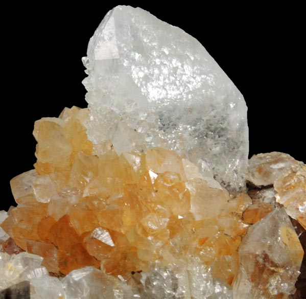 Quartz on Siderite from Roxbury Iron Mine, Mine Hill, Roxbury, Litchfield County, Connecticut