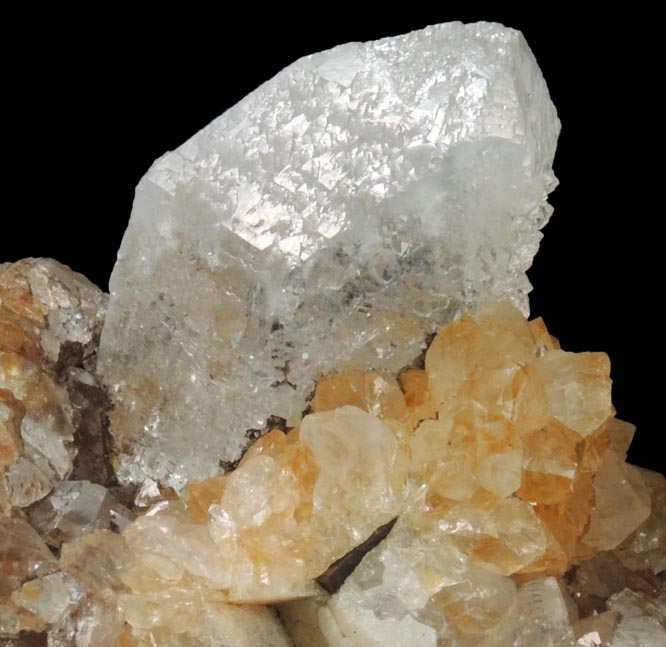 Quartz on Siderite from Roxbury Iron Mine, Mine Hill, Roxbury, Litchfield County, Connecticut