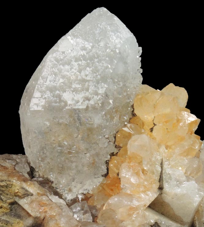 Quartz on Siderite from Roxbury Iron Mine, Mine Hill, Roxbury, Litchfield County, Connecticut