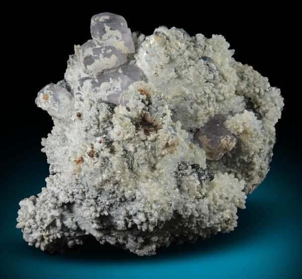 Calcite on Fluorite and Quartz over Sphalerite and Pyrite from Santa Eulalia District, Aquiles Serdn, Chihuahua, Mexico