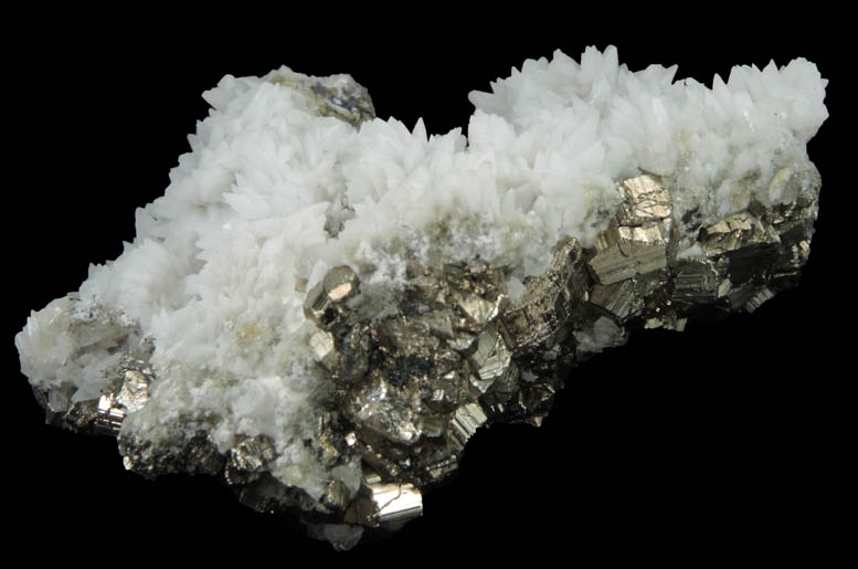 Calcite over Pyrite from Casapalca District, Huarochiri Province, Lima Department, Peru