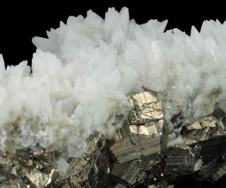 Calcite over Pyrite from Casapalca District, Huarochiri Province, Lima Department, Peru