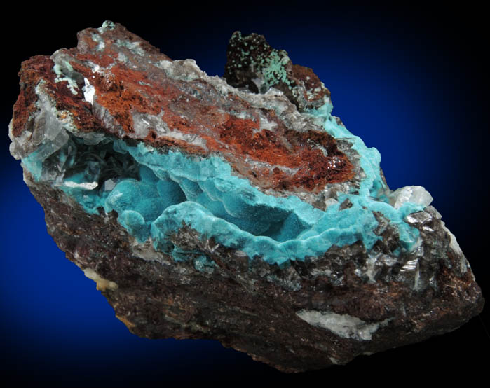 Rosasite with Calcite from Santa Eulalia District, Aquiles Serdán, Chihuahua, Mexico