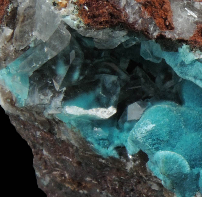 Rosasite with Calcite from Santa Eulalia District, Aquiles Serdn, Chihuahua, Mexico