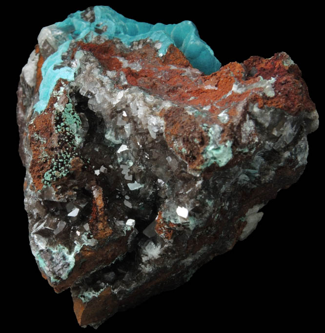 Rosasite with Calcite from Santa Eulalia District, Aquiles Serdn, Chihuahua, Mexico