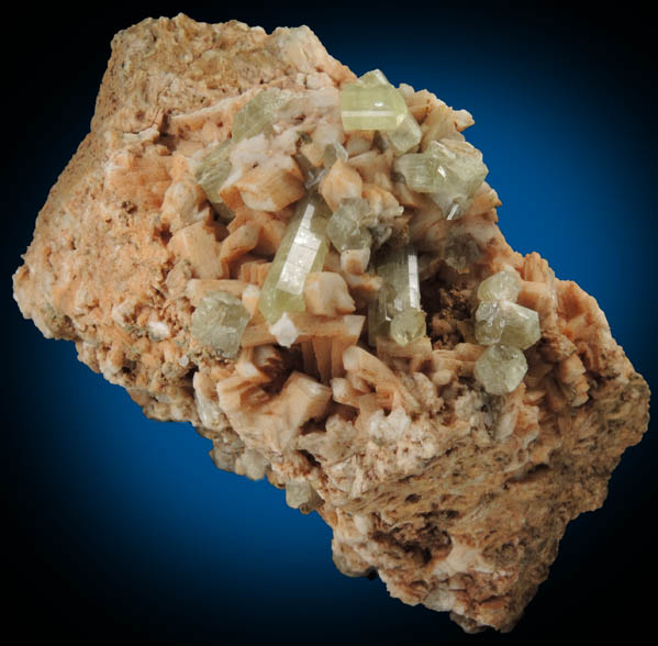 Fluorapatite on Microcline from Imilchil, High Atlas Mountains, Errachidia Province, Morocco