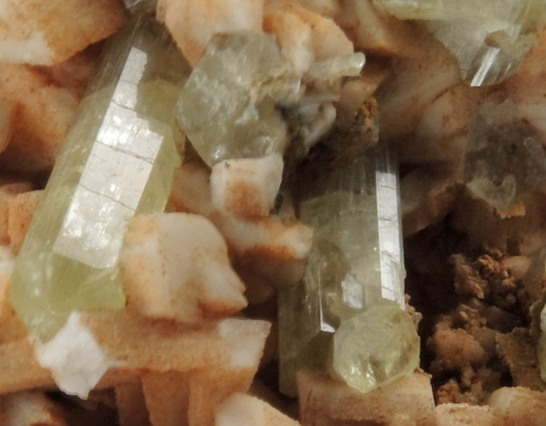 Fluorapatite on Microcline from Imilchil, High Atlas Mountains, Errachidia Province, Morocco