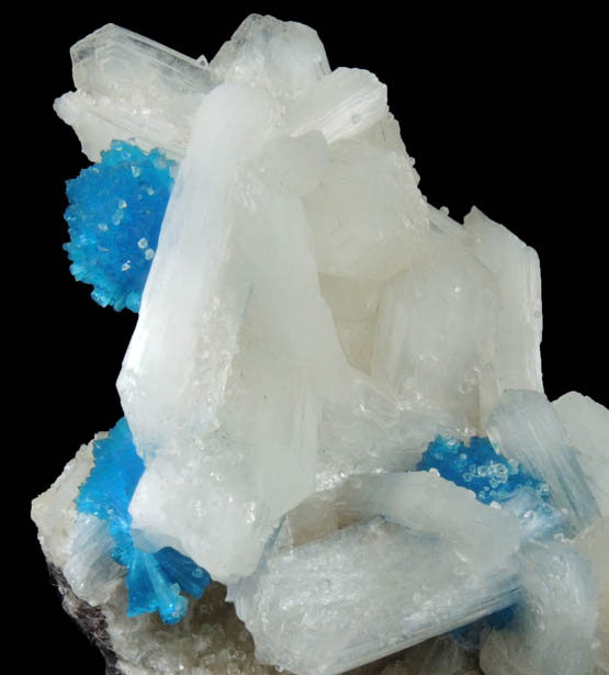 Cavansite on Stilbite-Ca from Dhoot Quarry, Wagholi, Maharashtra, India