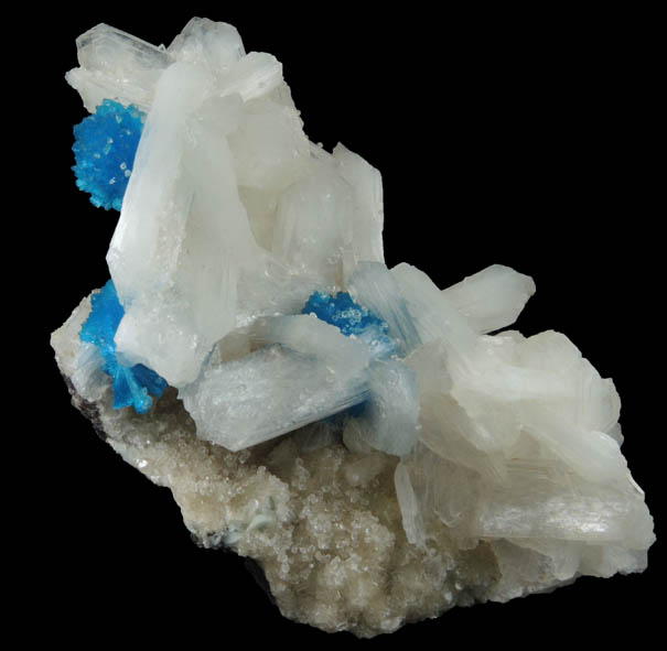 Cavansite on Stilbite-Ca from Dhoot Quarry, Wagholi, Maharashtra, India