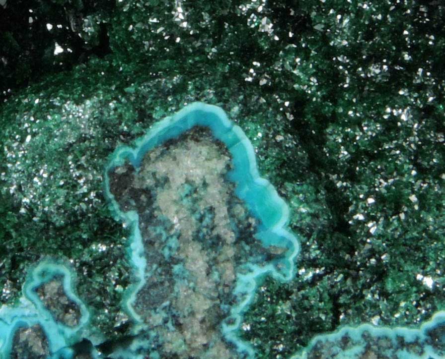 Malachite on Chrysocolla from L'Etoile du Congo Mine, Lubumbashi, Katanga Copperbelt, Haut-Katanga Province, Democratic Republic of the Congo