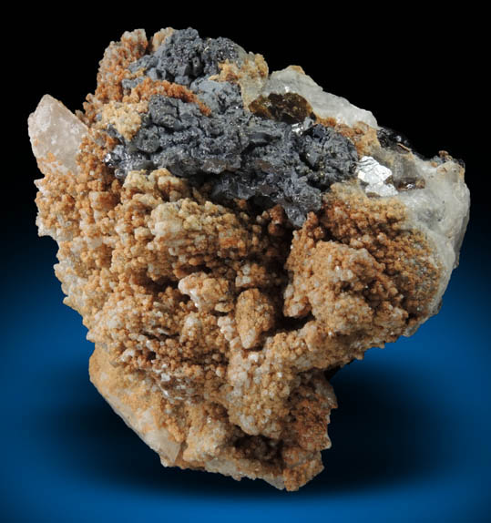 Galena and Siderite on Calcite with minor Sphalerite from Santa Eulalia District, Aquiles Serdn, Chihuahua, Mexico