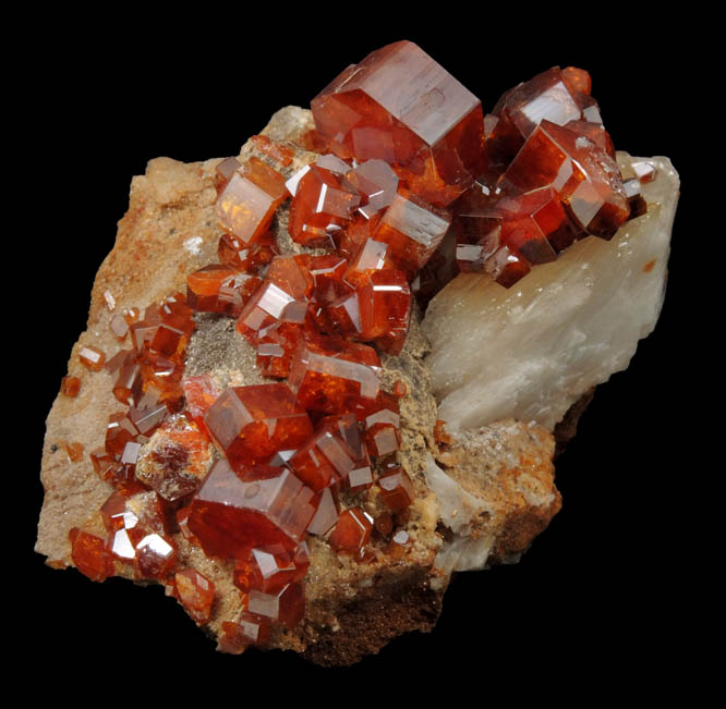 Vanadinite with Barite from Mibladen, Haute Moulouya Basin, Zeida-Aouli-Mibladen belt, Midelt Province, Morocco