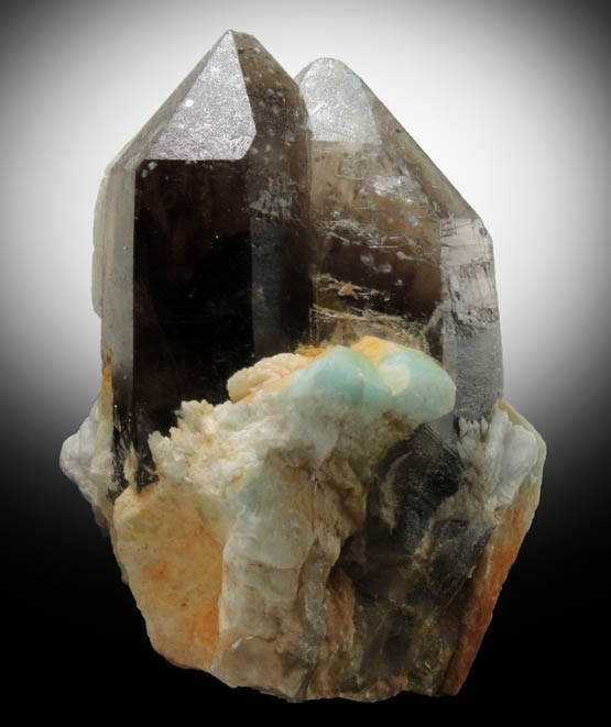 Quartz var. Smoky on Microcline var. Amazonite from Colorado Trail, Pike's Peak, El Paso County, Colorado