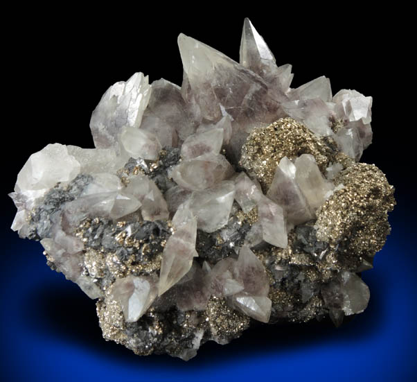 Calcite with Pyrite over Sphalerite from Santa Eulalia District, Aquiles Serdn, Chihuahua, Mexico