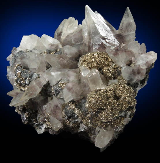 Calcite with Pyrite over Sphalerite from Santa Eulalia District, Aquiles Serdán, Chihuahua, Mexico