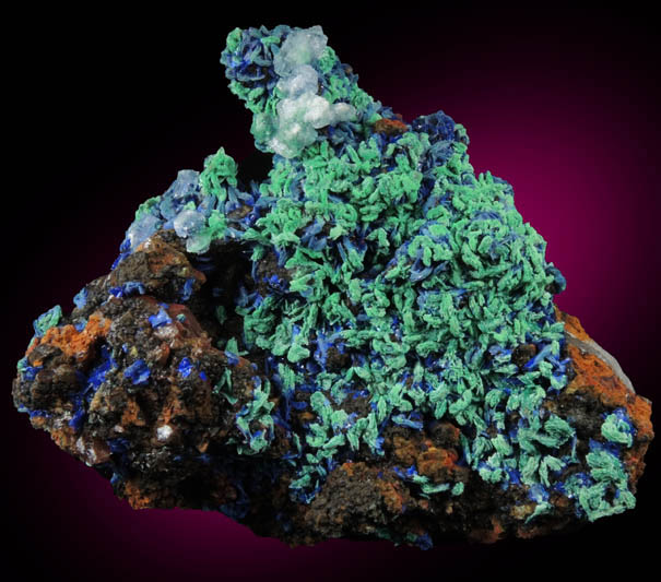 Azurite with Malachite pseudomorphs after Azurite from M'Ssici, Tinghir, Souss-Massa-Dra, Morocco