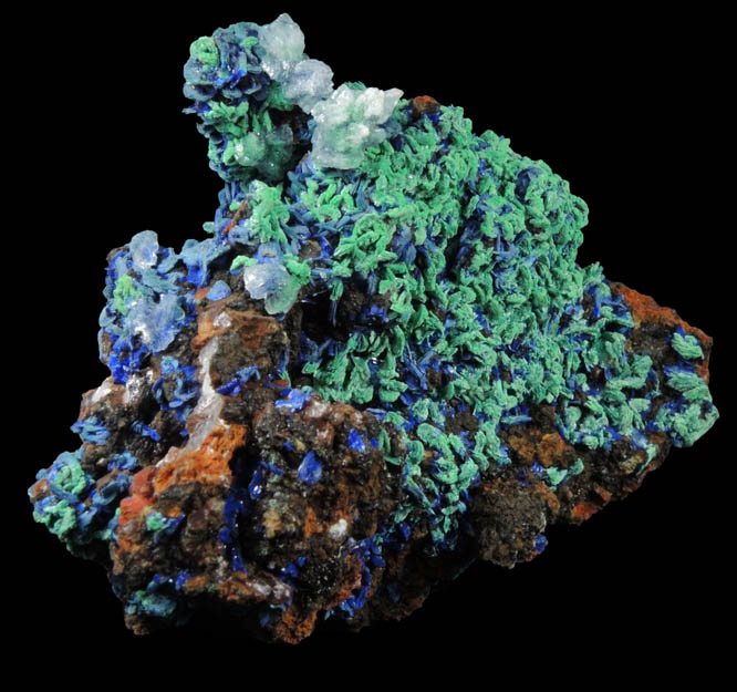 Azurite with Malachite pseudomorphs after Azurite from M'Ssici, Tinghir, Souss-Massa-Dra, Morocco