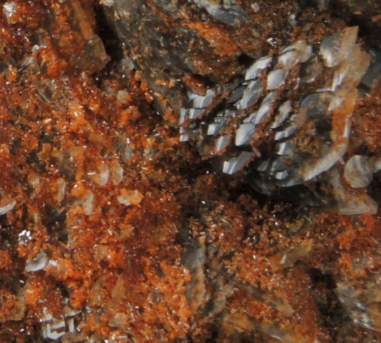 Wulfenite and Vanadinite on Calcite from Red Cloud Mine, Silver District, La Paz County, Arizona