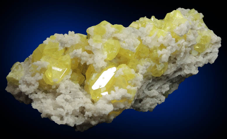Sulfur over Aragonite from Cianciana, Agrigento Province, Sicily, Italy
