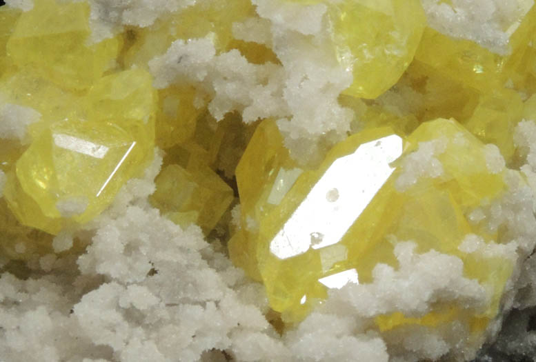 Sulfur over Aragonite from Cianciana, Agrigento Province, Sicily, Italy