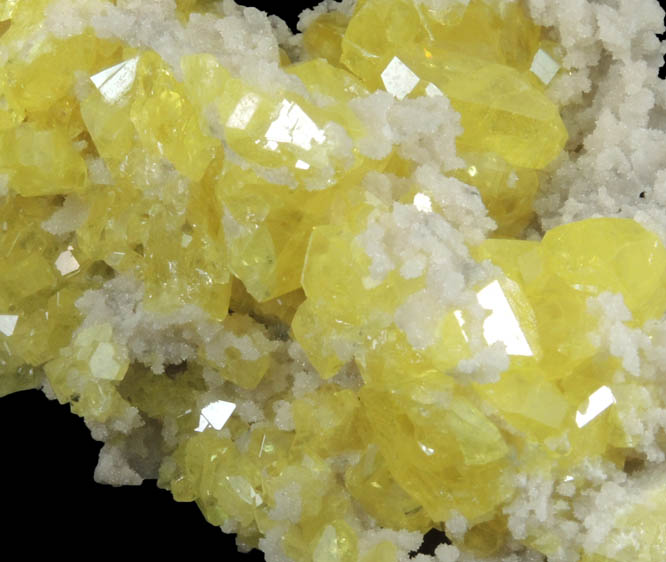 Sulfur over Aragonite from Cianciana, Agrigento Province, Sicily, Italy