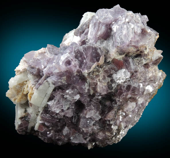 Lepidolite with Albite var. Cleavelandite from Dunton Quarry, Plumbago Mountain, Hall's Ridge, Newry, Oxford County, Maine