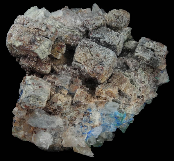 Anglesite pseudomorphs after Galena with Linarite from Hansonburg District, 8.5 km south of Bingham, Socorro County, New Mexico