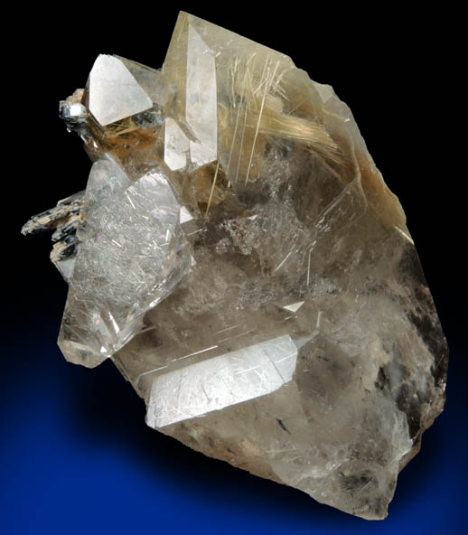 Quartz with Rutile inclusions (Rutilated Quartz) with Hematite from Novo Horizonte, Bahia, Brazil