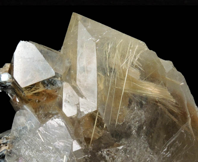 Quartz with Rutile inclusions (Rutilated Quartz) with Hematite from Novo Horizonte, Bahia, Brazil