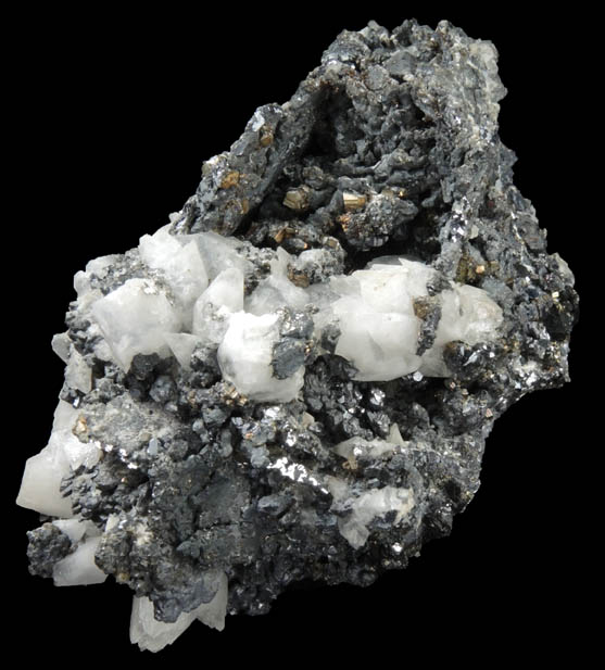 Acanthite with Calcite and associated silver minerals from Santa Eulalia District, Aquiles Serdn, Chihuahua, Mexico