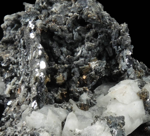 Acanthite with Calcite and associated silver minerals from Santa Eulalia District, Aquiles Serdn, Chihuahua, Mexico