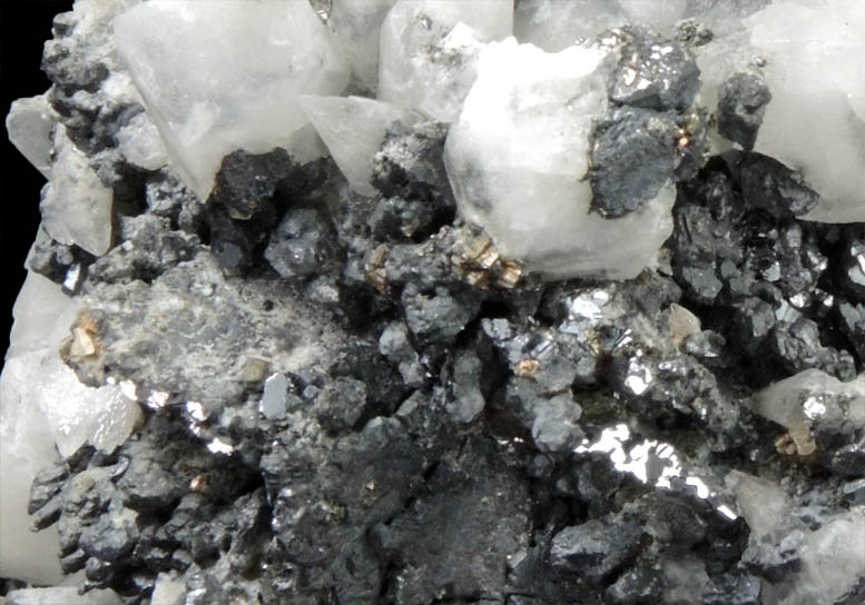 Acanthite with Calcite and associated silver minerals from Santa Eulalia District, Aquiles Serdn, Chihuahua, Mexico