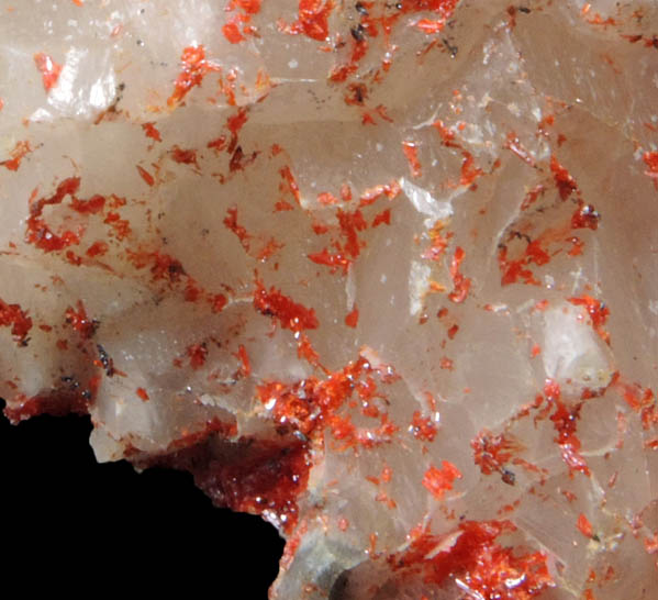 Realgar on Calcite from Getchell District, Humboldt County, Nevada