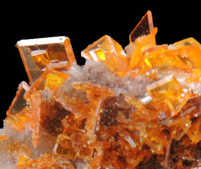 Wulfenite on Barite from Rowley Mine, 20 km northwest of Theba, Painted Rock Mountains, Maricopa County, Arizona