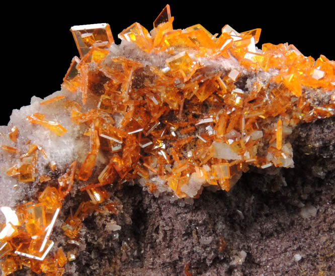 Wulfenite on Barite from Rowley Mine, 20 km northwest of Theba, Painted Rock Mountains, Maricopa County, Arizona