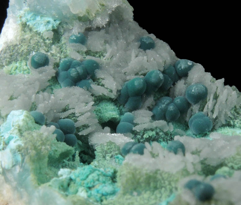 Chrysocolla, Rosasite, Hemimorphite, Wulfenite from 79 Mine, Banner District, near Hayden, Gila County, Arizona