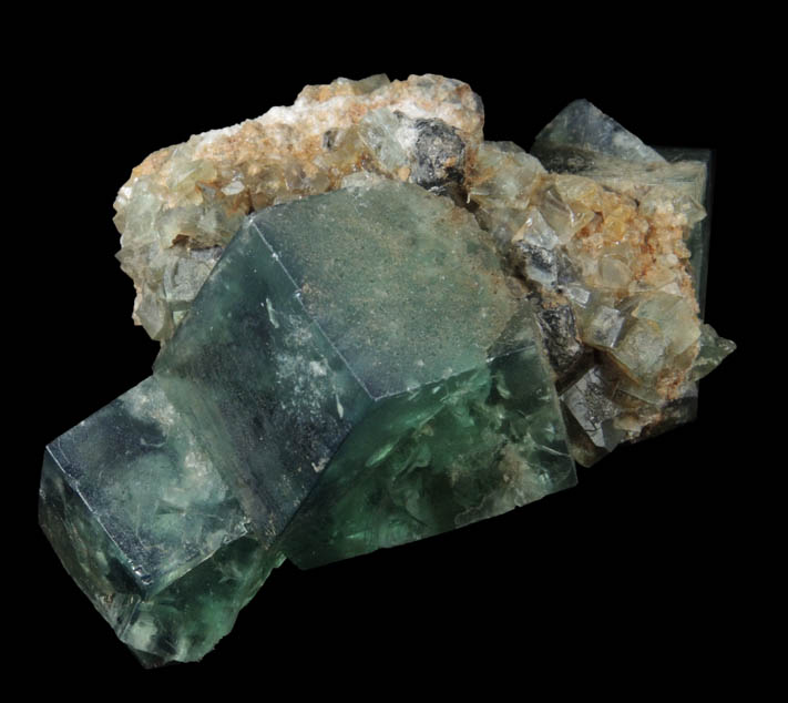 Fluorite on Quartz with minor Galena from Rogerley Mine, Frosterley, County Durham, England