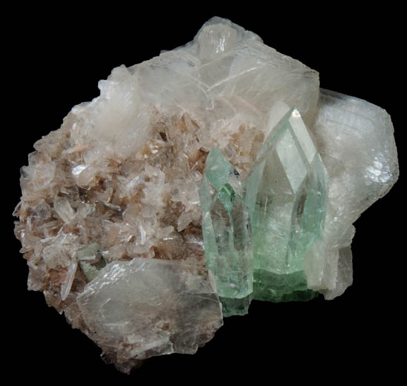 Apophyllite on Stilbite from Jalgaon, Maharashtra, India