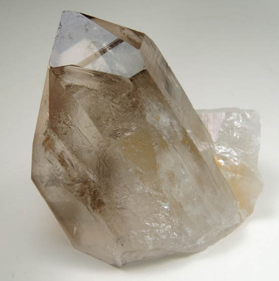 Quartz var. Smoky Quartz (Dauphin Law Twins) with Limonite from White Mountains, Mono County, California