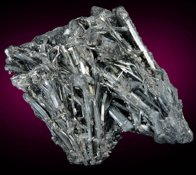 Stibnite with Calcite from Xikuangshan, 12 km northeast of Lengshuijiang, Hunan Province, China