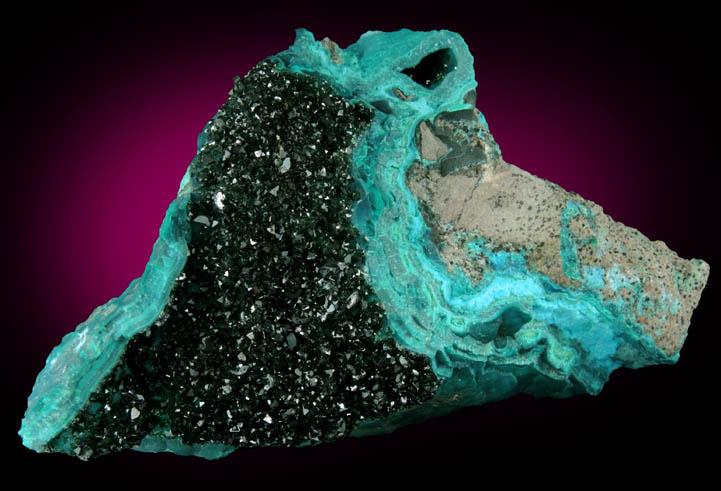 Malachite on Chrysocolla from Lubumbashi, Katanga Copperbelt, Haut-Katanga Province, Democratic Republic of the Congo