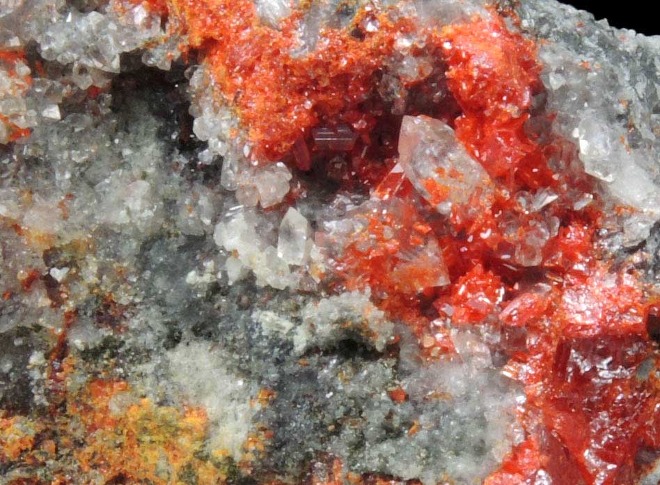 Realgar and Calcite with Orpiment from Getchell Mine, Humboldt County, Nevada